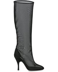 Alaïa - Mesh Heeled Knee Boots 100 - Lyst