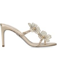 Rene Caovilla - Satin Floral Heeled Sandals 80 - Lyst