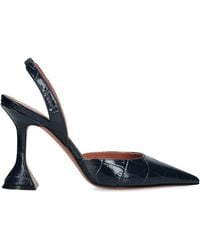 AMINA MUADDI - Croc-Embossed Leather Holli Slingback Heels 95 - Lyst