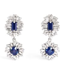 Suzanne Kalan - Diamond And Sapphire One Of A Kind Drop Earrings - Lyst