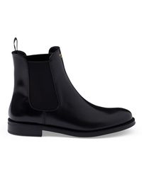 Prada - Brushed Leather Ankle Boots - Lyst