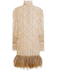 Dolce & Gabbana - Lace Feather-Trim Mini Dress - Lyst