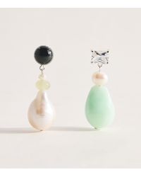 COMPLETEDWORKS - Sterling Mixed Bead Peat Asymmetric Drop Earrings - Lyst