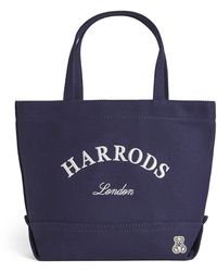 Harrods - Small Cotton Embroidered Logo Tote Bag - Lyst
