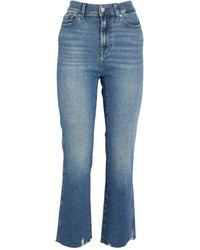 7 For All Mankind - Slim Kick Crystal-embellished High-rise Jeans - Lyst