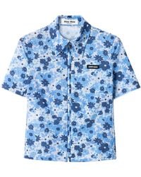 Miu Miu - Zip-Up Floral Print Shirt - Lyst