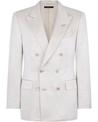 Tom Ford - Double-breasted Cotton And Silk-blend Satin Tuxedo Jacket - Lyst
