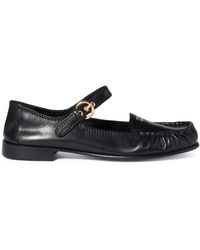Miu Miu - Leather Strap-Detail Loafers - Lyst