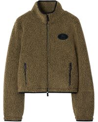 Burberry - Fleece Cropped Ekd Slim Jacket - Lyst