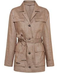 Brunello Cucinelli - Techno Linen-Blend Sparkling Safari Blazer - Lyst