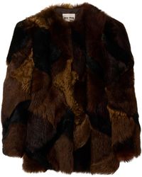 Miu Miu - Shearling Patchwork Jacket - Lyst