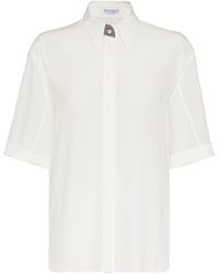 Brunello Cucinelli - Silk Short-sleeve Shirt - Lyst