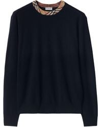 Burberry - Wool Check-Trim Sweater - Lyst