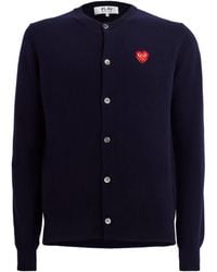 COMME DES GARÇONS PLAY - Wool Rhinestone Heart Logo Cardigan - Lyst