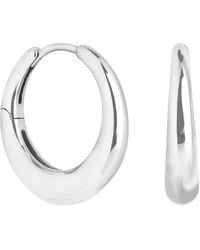 Astrid & Miyu - Medium Rhodium-Plated Dome Hoop Earrings - Lyst