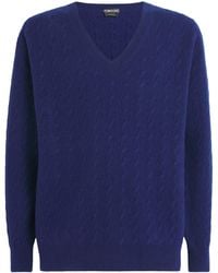 Tom Ford - Wool Cable-Knit V-Neck Sweater - Lyst