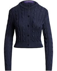 Ralph Lauren - Silk Cable-Knit Cropped Cardigan - Lyst