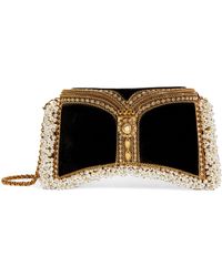 Ladies Designer Pearl Studded Faux Suede Bow Clutch Bag Pearl Evening Bag KL2289 