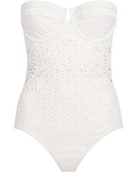 Zimmermann - Embroidered Indra Strapless Swimsuit - Lyst