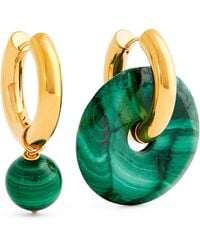 Timeless Pearly - Gold-plated Malachite Mismatched Earrings - Lyst