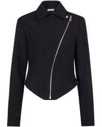 Alaïa - Wool Denim Biker Jacket - Lyst
