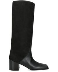 Alaïa - Leather Panelled Knee-High Boots 55 - Lyst