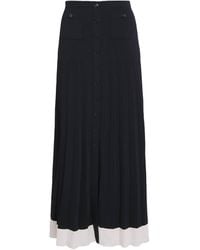 Sandro - Contrast-Trim Knitted Maxi Skirt - Lyst