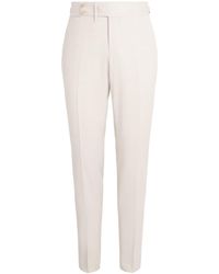 Isaia - Wool-Silk-Linen-Blend Straight Tailored Trousers - Lyst