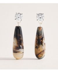 COMPLETEDWORKS - Cubic Zirconia And Banded Agate Drop Earrings - Lyst