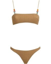Oséree - Metallic Beaded Bandeau Bikini - Lyst