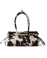 Prada - Medium Calf Hair Printed Bonnie Top-Handle Bag - Lyst