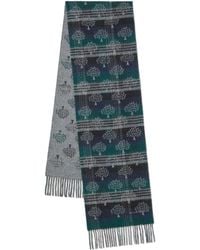 Mulberry - Merino Wool Heritage Check And Tree Scarf - Lyst