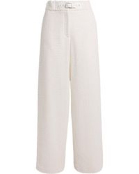 Maje - Tweed Belted Wide-Leg Trousers - Lyst