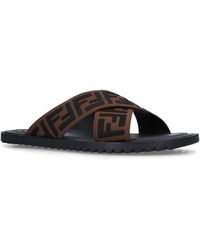 fendi jacquard crossover slides