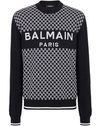 Balmain - Wool Mini-monogram Sweater - Lyst