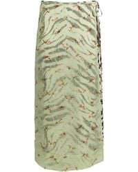 Ganni - Printed Midi Wrap Skirt - Lyst