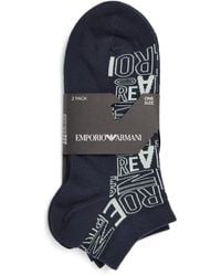 Emporio Armani - Cotton-blend Logo Trainer Socks (pack Of 2) - Lyst