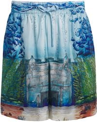CASABLANCA - Silk Trompe-L'Oeil Shorts - Lyst