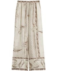 Max Mara - Silk Printed Wide-Leg Trousers - Lyst