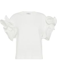Max Mara - Cotton Jersey Ruffle T-Shirt - Lyst
