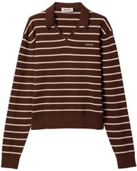 Miu Miu - Cotton-Blend Stripe Polo Sweater - Lyst