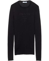 Prada - Wool-Blend Superfine Logo Sweater - Lyst