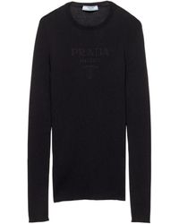 Prada - Wool-Blend Superfine Logo Sweater - Lyst