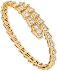 BVLGARI - Yellow Gold And Diamond Serpenti Viper Bracelet - Lyst