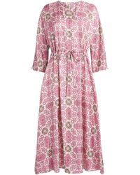 Max Mara - Silk Twill Printed Midi Dress - Lyst