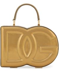 Dolce & Gabbana - Metallic Leather Logo Box Top-Handle Bag - Lyst