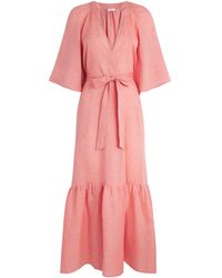 Eres - Linen Audacieuse Wrap Midi Dress - Lyst