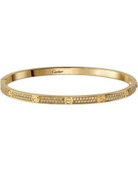 Cartier - Small Yellow Gold And Diamond-paved Love Bracelet - Lyst
