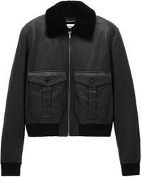 Saint Laurent - Shearling-Collar Leather Jacket - Lyst