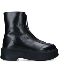 The Row - Zippered Platform Leather Combat Boots - Lyst